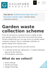 A screenshot of the Guildford Borough Council content page on a mobile